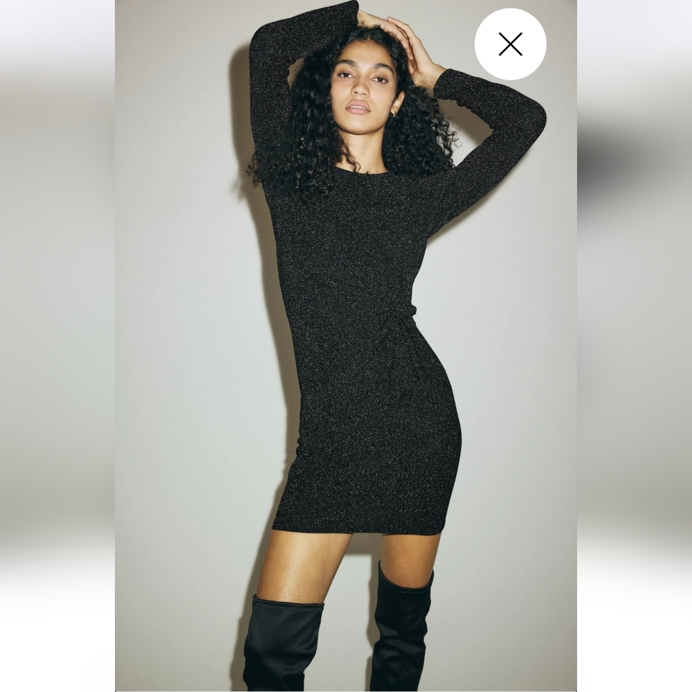 H&M Black Glitter Long Sleeve Dress